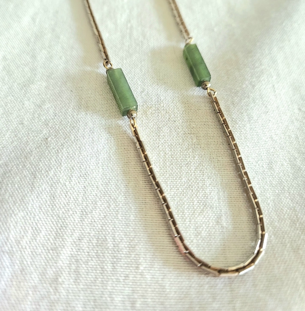 Vintage Necklace W/Rectangular Jade Sticks - Picture 2 of 5
